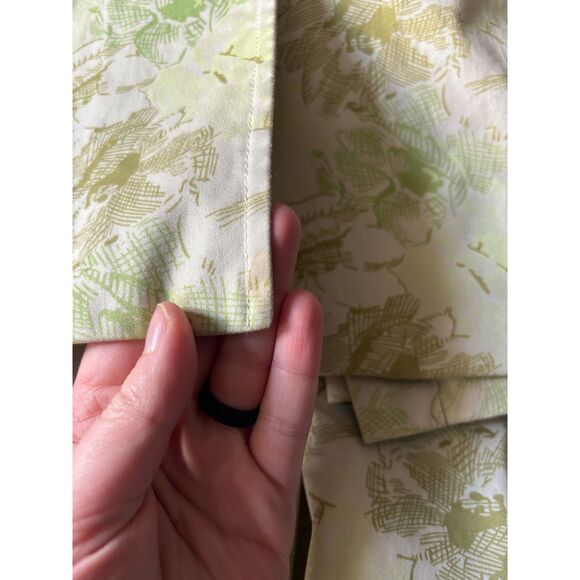 VTG Old Navy Y2K Women's Trench Top Coat SZ M Green Floral Cotton Light Weight - Picture 12 of 12